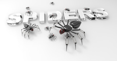 3D Illustration Of A Robotic Mechanized Spider