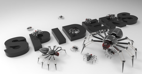 3D Illustration Of A Robotic Mechanized Spider