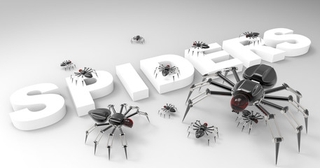 3D Illustration Of A Robotic Mechanized Spider