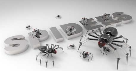 3D Illustration Of A Robotic Mechanized Spider
