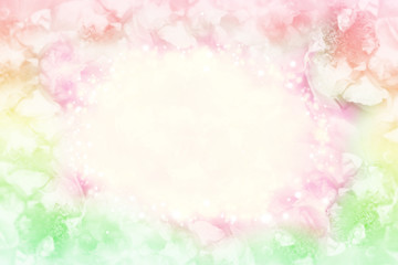 pastel rose flower frame on soft bokeh vintage background for valentine or wedding 