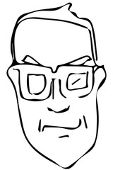 vector sketch of the face of an adult male with glasses