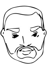 vector sketch of the face of an adult male with a beard