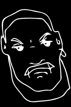 vector sketch of the face of an angry adult male