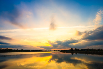 sunset on the lake landscape