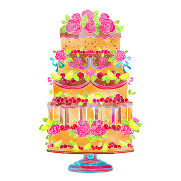 Holiday watercolor cake