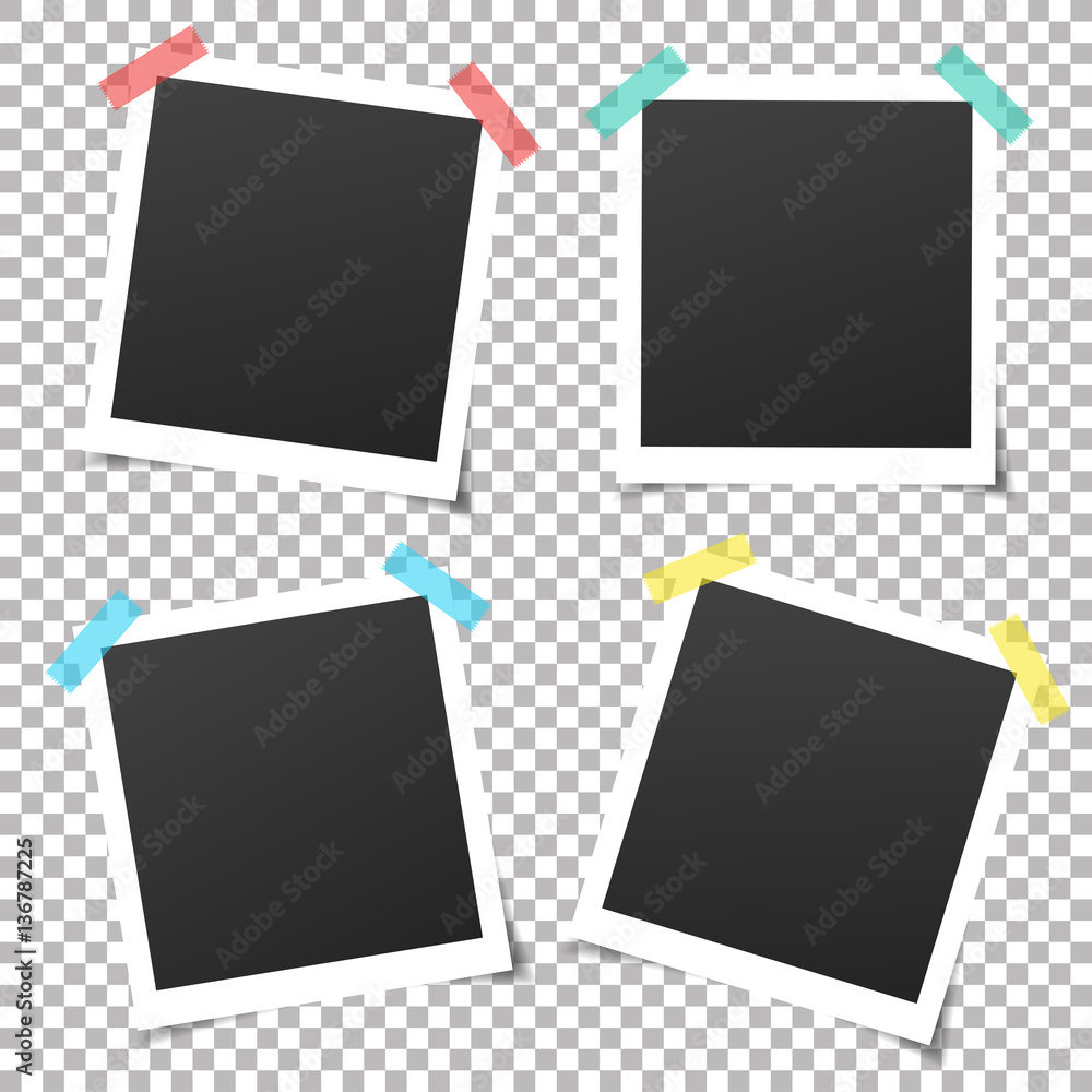 Poster set of vintage photo frame with adhesive tape. vintage style. vector illustration with adhesive tape