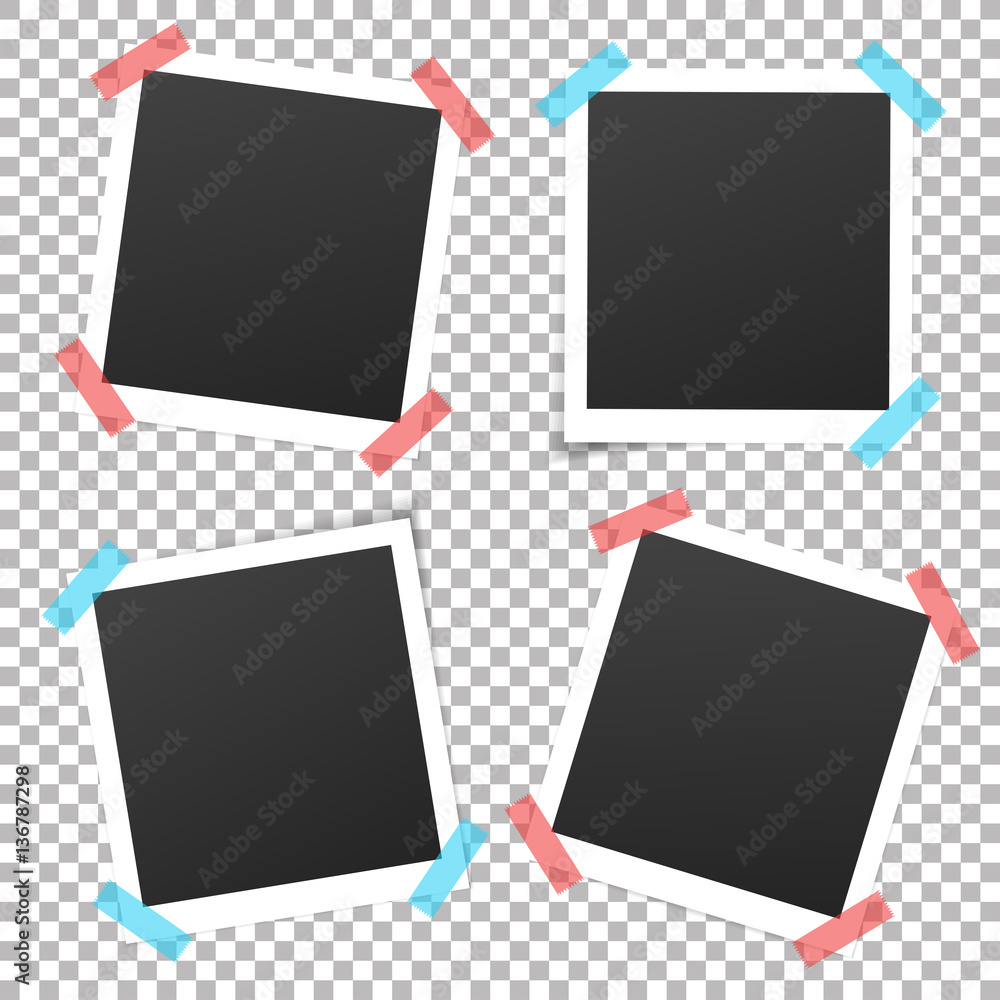 Poster set of vintage photo frame with adhesive tape. vintage style. vector illustration with adhesive tape