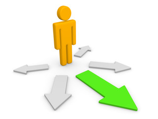 3d man choosing the best way. 3d render.