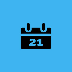 calendar sheet 21 date icon. flat design