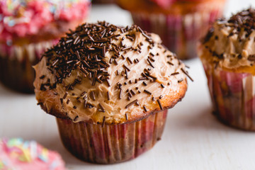 homemade cupcakes on table
