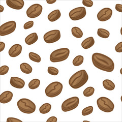 Vector coffee beans background. seamless pattern.