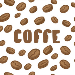 Vector coffee beans background. seamless pattern with text area
