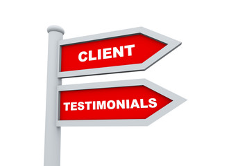 3d client testimonials road sign