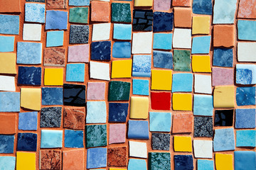 Background of colored mosaic with bright tiles - 136788240