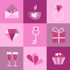 set of icons for Valentines day, Mothers day, wedding