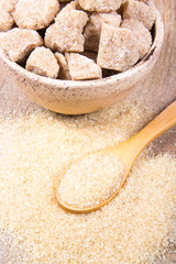 Cubes of sugar - brown sugar cane.