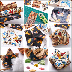 Step by step the production of patchwork pin cushion in the shap
