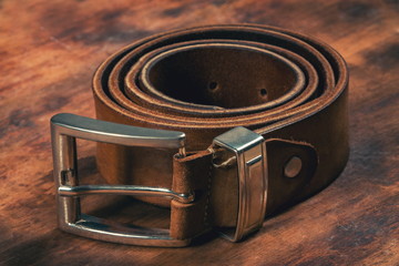Leather belt closeup