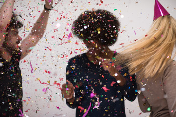 Fototapeta premium confetti party multiethnic group of people