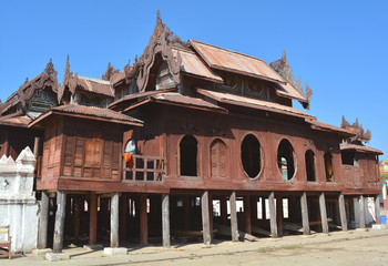 Fototapeta na wymiar View of Shwe Yan Phe Monastery in Nyaung Shwe, Shanstate, Myanmar.