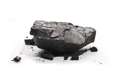 pile black coal isolated on white background