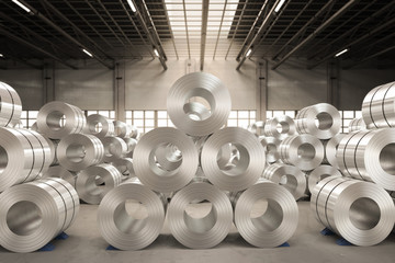 roll of steel sheet in factory