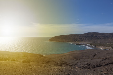 Sea landscape and sunshine. Fuerteventura, Spain 