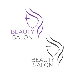 Beautiful woman vector logo template for hair salon, beauty salo