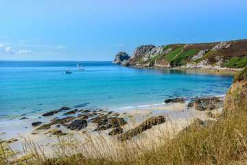 sailboats in a sea bay at Camaret,Brittany