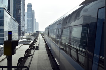 Dubai, United Arab Emirates - February 11, 2017, The Dubai Metro is a driverless, fully automated...