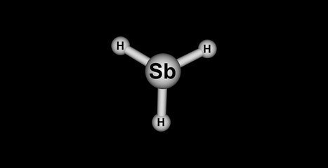 Stibine molecular structure isolated on black