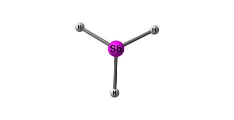 Stibine molecular structure isolated on white