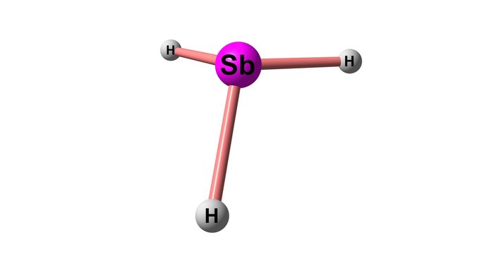 Stibine molecular structure isolated on white