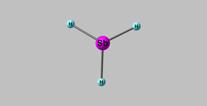 Stibine molecular structure isolated on grey