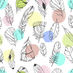 Seamless pattern with feathers.