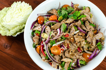 Thai pork salad Nam Tok