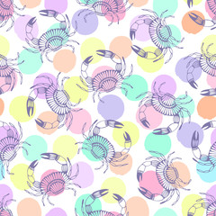 Seamless pattern with stylized crabs.
