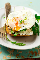 Open Face Breakfast Sandwich With Ricotta Spread