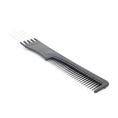 Black hairbrush on a white background.Isolated