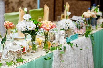 beautiful served table for a wedding dinner