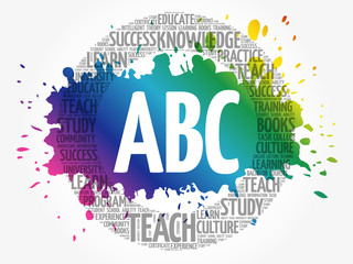 ABC word cloud collage, education concept background