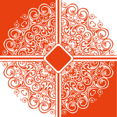 Background floral mandala pattern. orange and white. Tribal mandala pattern. Ethnic, fabric, motifs. Vector, abstract mandala flower. Decorative elements for design. EPS 10
