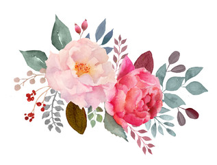 Watercolor floral composition - 136797044