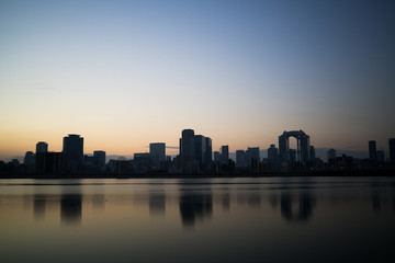 Fototapeta na wymiar Yodo river and Umeda morning view,Osaka,Japan