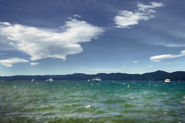 Obraz premium Saint Tropez beach in morning french riviera, mediterranean sea