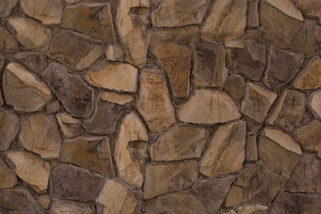 Wall of decorative brown stone