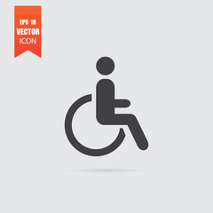 Disabled icon in flat style isolated on grey background.