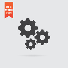 Settings icon in flat style isolated on grey background.