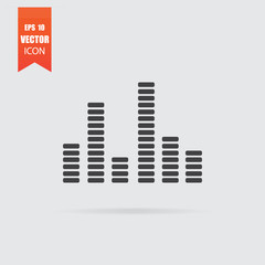 Equalizer icon in flat style isolated on grey background.